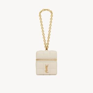 YSL Saint Laurent Cream Mini Cube Bag with Gold Chain
